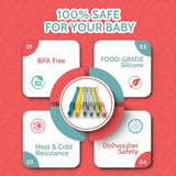 Soft silicone teething aids for 36+ months babies, multi-color 6-pack, infant oral soothing relief for back molars