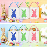 3 PCS Easter Eggs Hunt Basket for Kids Canvas Bunny Basket Egg Bags Rabbit Fluffy Tails Party Celebrate Decoration Gift Toys Carry Bucket Tote