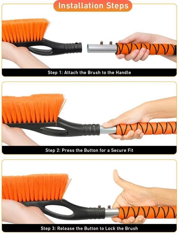 EcoNour 27" Aluminum Ice Scrapers for Car Windshield with Ergonomic Foam Grip Orange