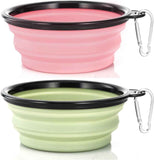 Dog Bowl Pet Collapsible Bowls, 2 Pack for Cats Dogs, Portable Pet Feeding Watering Dish for Walking Parking Traveling with 2 Carabiners (Small, Blue+Green)