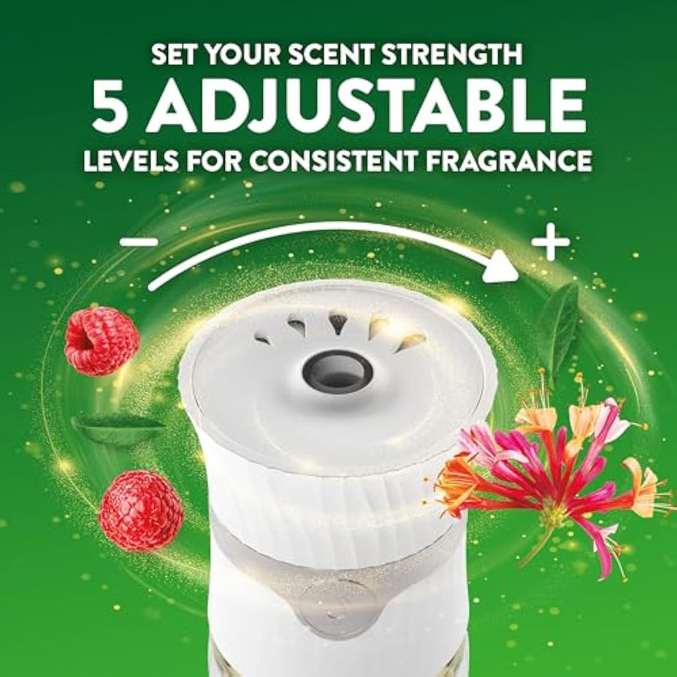Air Wick plug in scented oil refill, honeysuckle & raspberry, 4 count, essential oils