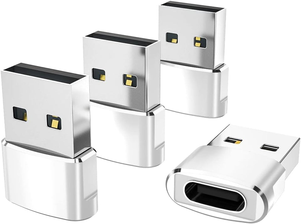 USB to USB-C Adapter for iPhone and Samsung, 4-Pack, Aluminum Alloy, Compact Design