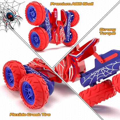 Spider Remote Control Cars for Boys 4-7, 360° Spinning RC Stunt Car with 2 Batteries Cool Lights Toys Birthday Gift for Boys 4 5 6 7 8 9 10 11 12 Year Old