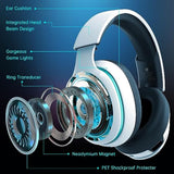 Gtheos 2.4GHz wireless gaming headset for ps5, ps4, nintendo switch and pc with noise canceling mic and 40+hr battery life - white