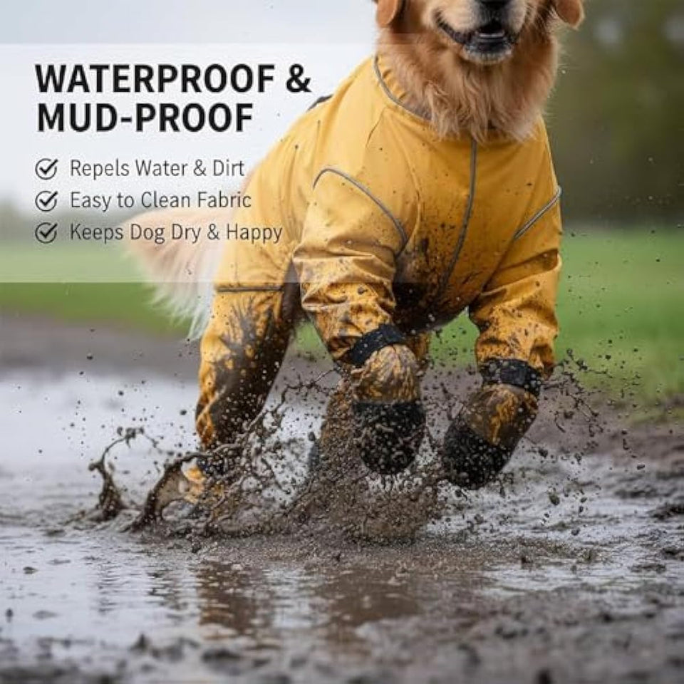 Dog Snow Suit with Attached Boots, PU Water-Resistant Winter Hiking Leggings for Outdoor Adventures