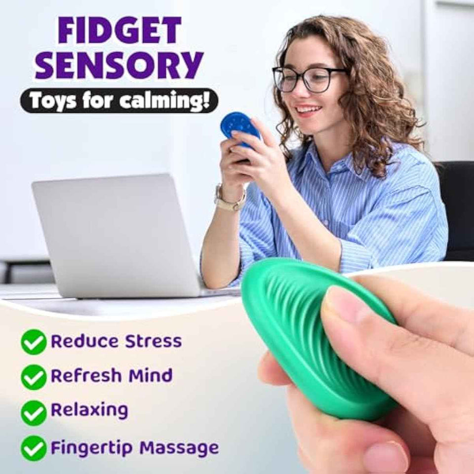 Fidget Toys Adults Sensory Stone: 6 Pack Textured Worry Stone for Autism Kids Calming Down - Fidget Stress Toys for Anxiety Relief - Small Students Prizes Fidget Toys