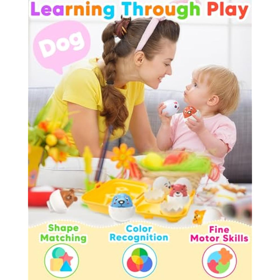 Easter egg toys for toddlers 1-3, prefilled with matching sensory toys and gifts for 3-year-old girls and boys
