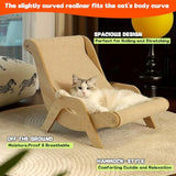 Cat Hammock Chair with A Scratch Pad, Beach Style Lounger for Large Cats, Elevated Cat Beds for Indoor, Pet Rattan Chair