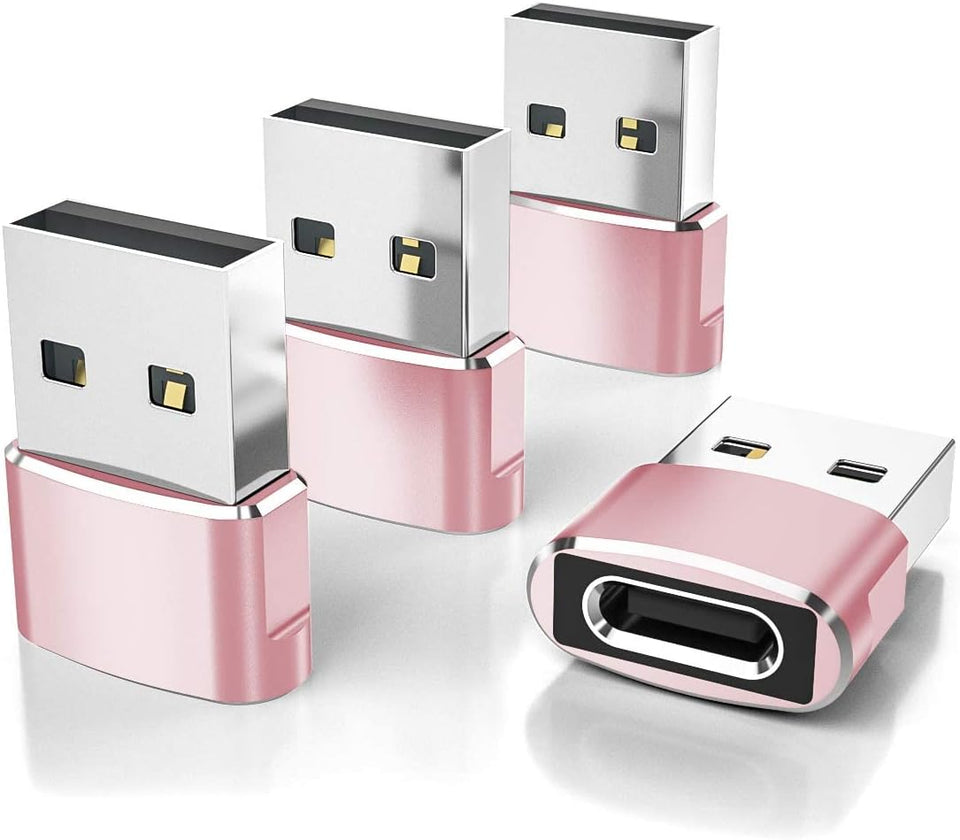 USB to USB-C Adapter for iPhone and Samsung, 4-Pack, Aluminum Alloy, Compact Design