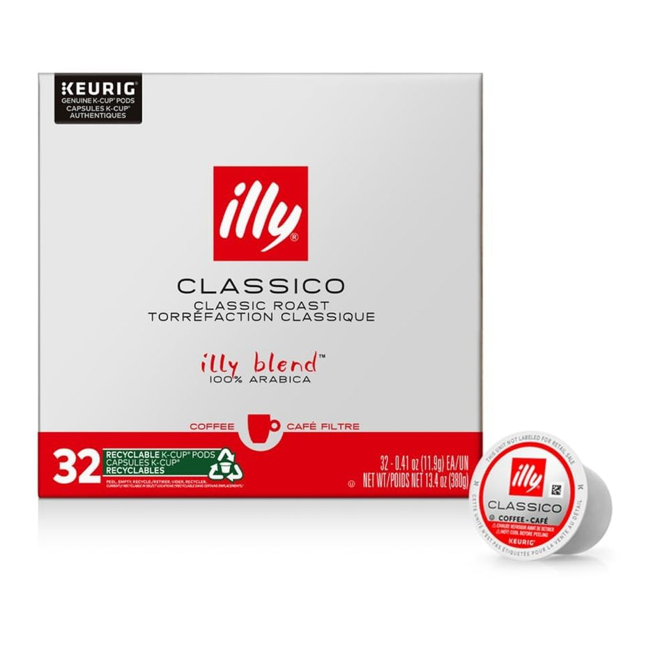 illy Classico Medium Roast 100% Arabica K Cup Coffee Pods for Keurig Machines, 32 Count Pack