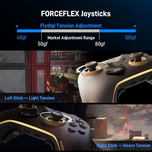 FLYDIGI Vader 5 Pro PC Controller, FORCEFLEX Joysticks, 3ms Ultra-Low Latency, FORCESWITCH Triggers, 8 Extra Buttons, Triggers & Grips Vibration, 1000mAh Battery, PC/NS/Android/TV