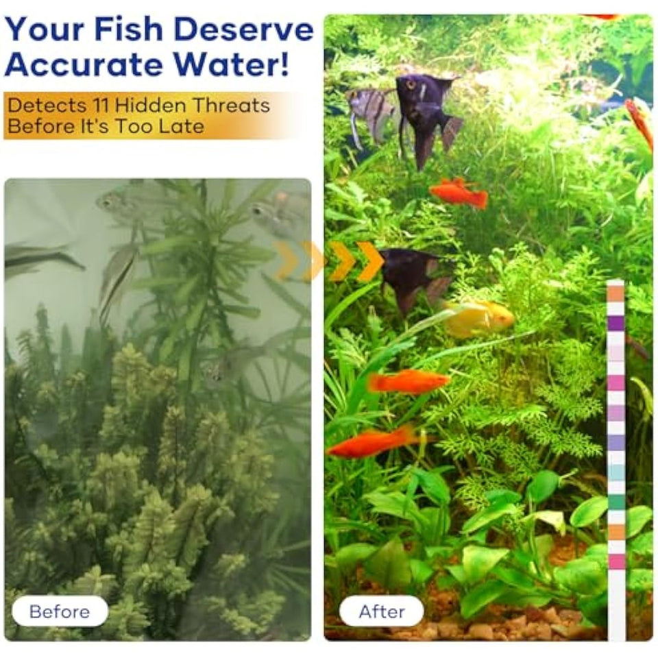 11-in-1 aquarium test strips water testing kit for fish tank aquariums with 950 tests and thermometer