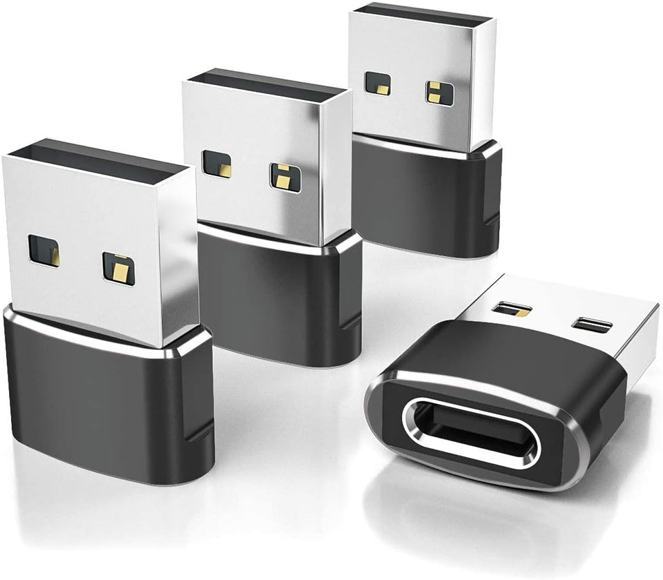 USB to USB-C Adapter for iPhone and Samsung, 4-Pack, Aluminum Alloy, Compact Design