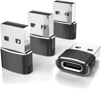 Elebase USB to USB C Adapter for iPhone 17 4Pack,USBC Female to A Male Car Charger Adapter,Type C Converter Apple 16 Pro Max 15 14 Plus,iWatch Watch 11 10 Se Ultra 3,iPad Air,Samsung Galaxy S25,Black