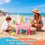 2026 Upgraded Water Table for Toddlers 3+, Water Table for Kids Ages 4-8 with Pump, Play Sink with Running Water, Kitchen Sink for Toddlers, Fishing Game and Outside Sensory Toys (Pink)