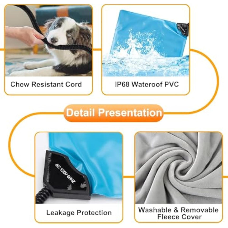 texsens cat heating pad heated pet bed dog mat with chew resistant cord and removable soft cover for outdoor cat houses