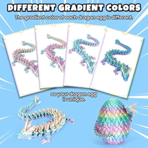 12 inch 3d printed dragon easter egg with fall protection and reinforced joints, eco-friendly fidget toy in rainbow color