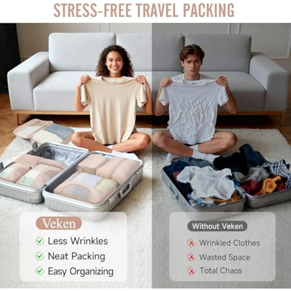 vekens 8-set packing cubes nylon organizer bags for beach vacation cruise ship travel essentials suitcase