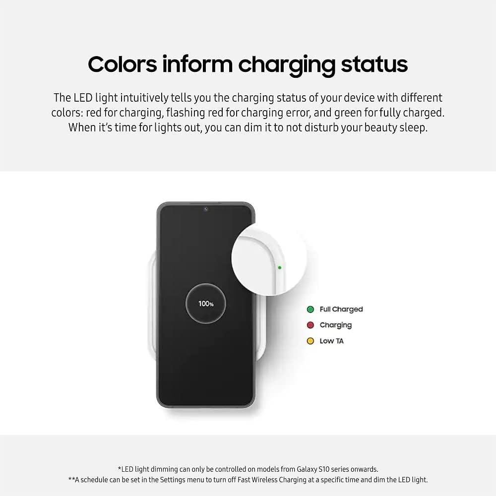 Samsung 15W Wireless Charger Single, Cordless Super Fast Charging Pad for Galaxy Phones and Devices, Compact Design, LED Indicator, USB C Cable Included, 2022, US Version, Grey