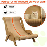 Cat Hammock Chair with A Scratch Pad, Beach Style Lounger for Large Cats, Elevated Cat Beds for Indoor, Pet Rattan Chair