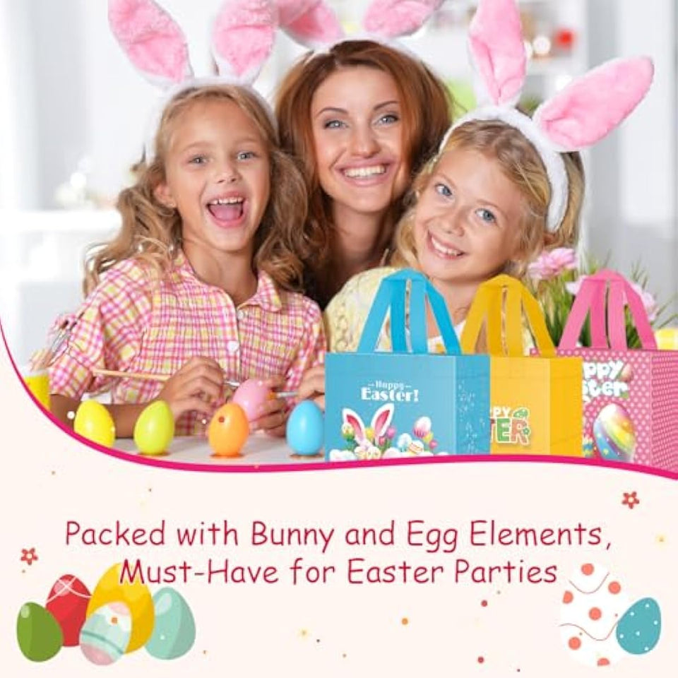 ysmile 8 pack non-woven easter gift bags for kids reusable with handle carrot bunny chick basket treat bag small egg hunt bag