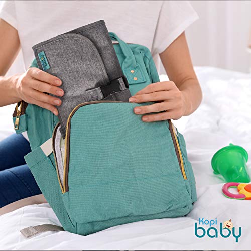 Kopi Baby Portable Diaper Changing Pad - Grey, Classic, 7.35 x 11.5 inches, Foldable, Infant Travel Station Kit, Newborn Gift