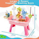 2026 Upgraded Water Table for Toddlers 3+, Water Table for Kids Ages 4-8 with Pump, Play Sink with Running Water, Kitchen Sink for Toddlers, Fishing Game and Outside Sensory Toys (Pink)