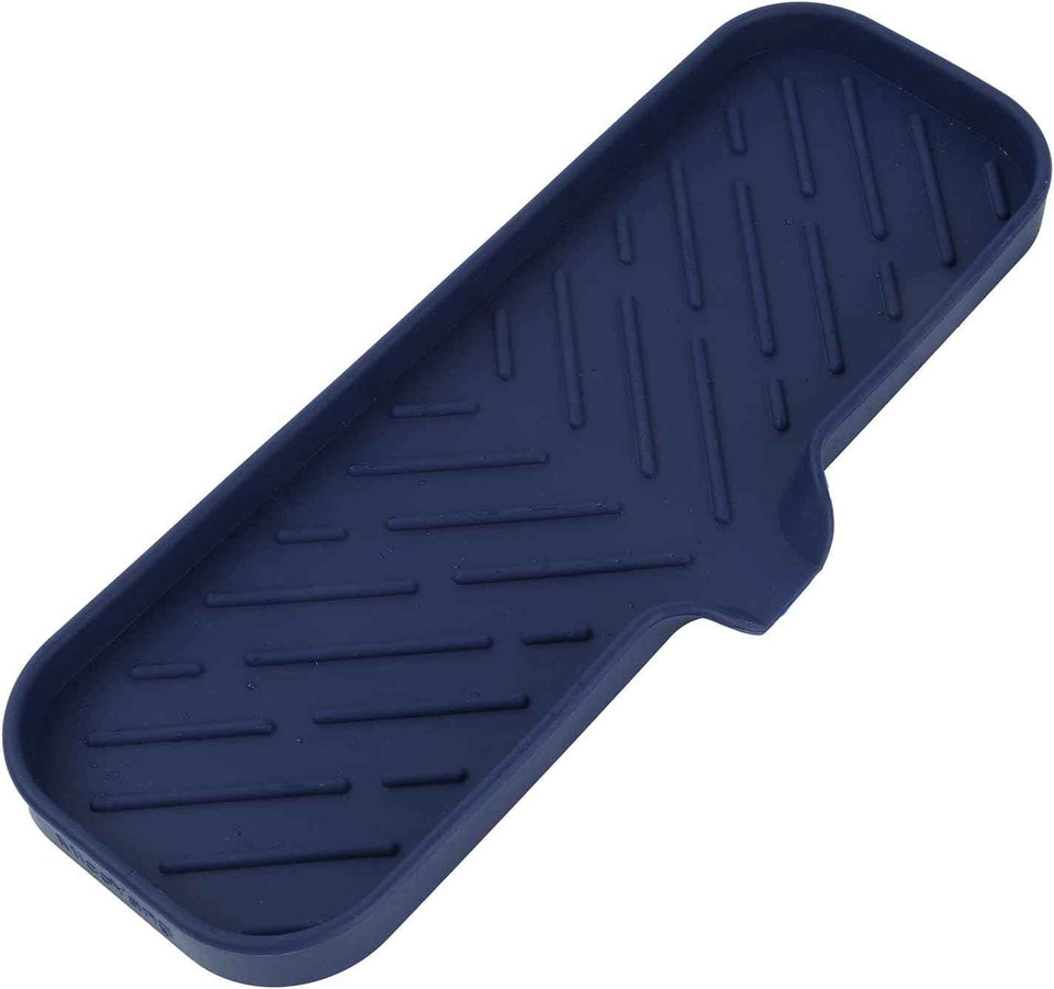 Silicone Bathroom Soap Dishes with Drain Spout-Bathroom and Kitchen Sink Organizer,Sponge Holder,Dish Soap Tray,Perfect for Dispenser,Scrubber,Bottle,Cup on Sink or Counter-Black 4.9"×3.2"