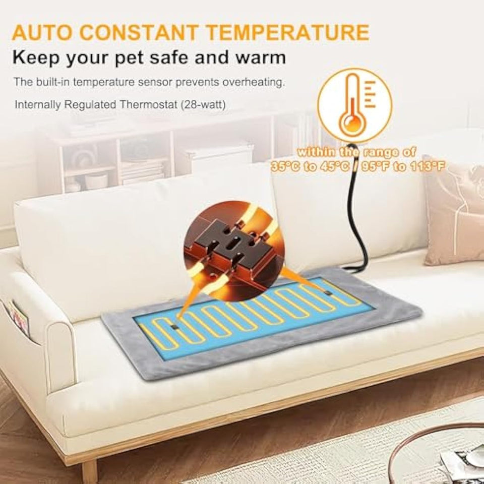 texsens cat heating pad heated pet bed dog mat with chew resistant cord and removable soft cover for outdoor cat houses