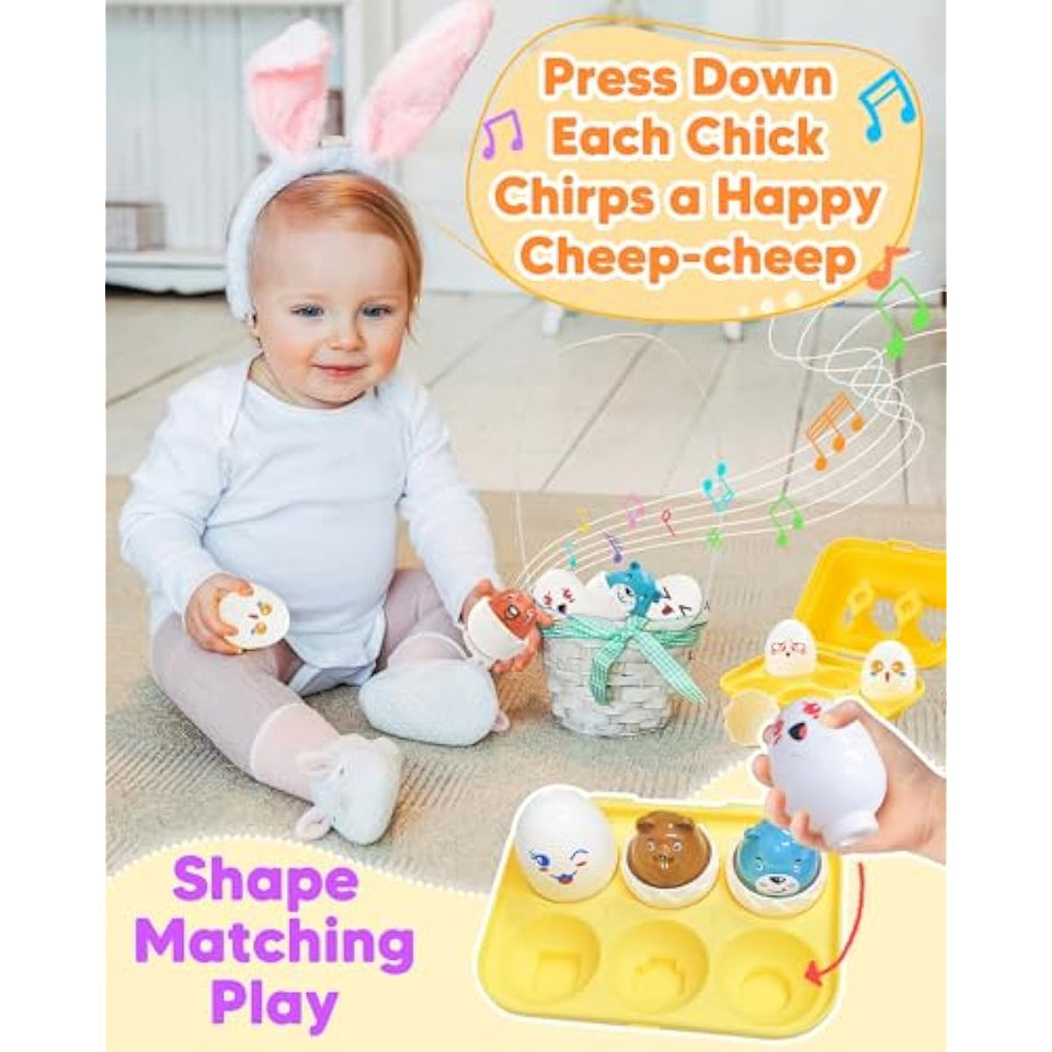 Easter egg toys for toddlers 1-3, prefilled with matching sensory toys and gifts for 3-year-old girls and boys