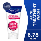 Clearasil Rapid Rescue Deep Treatment Acne Face Wash, Maximum Strenght with 2% Salicylic Acid Acne Medication, Acne Facial Cleanser, 6.78 fl oz