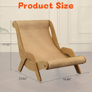 Cat Hammock Chair with A Scratch Pad, Beach Style Lounger for Large Cats, Elevated Cat Beds for Indoor, Pet Rattan Chair
