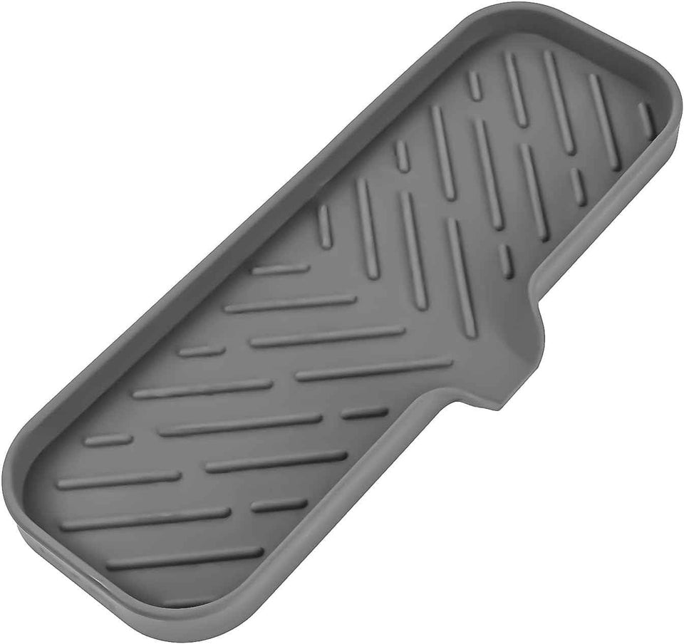 Silicone Bathroom Soap Dishes with Drain Spout-Bathroom and Kitchen Sink Organizer,Sponge Holder,Dish Soap Tray,Perfect for Dispenser,Scrubber,Bottle,Cup on Sink or Counter-Black 4.9"×3.2"