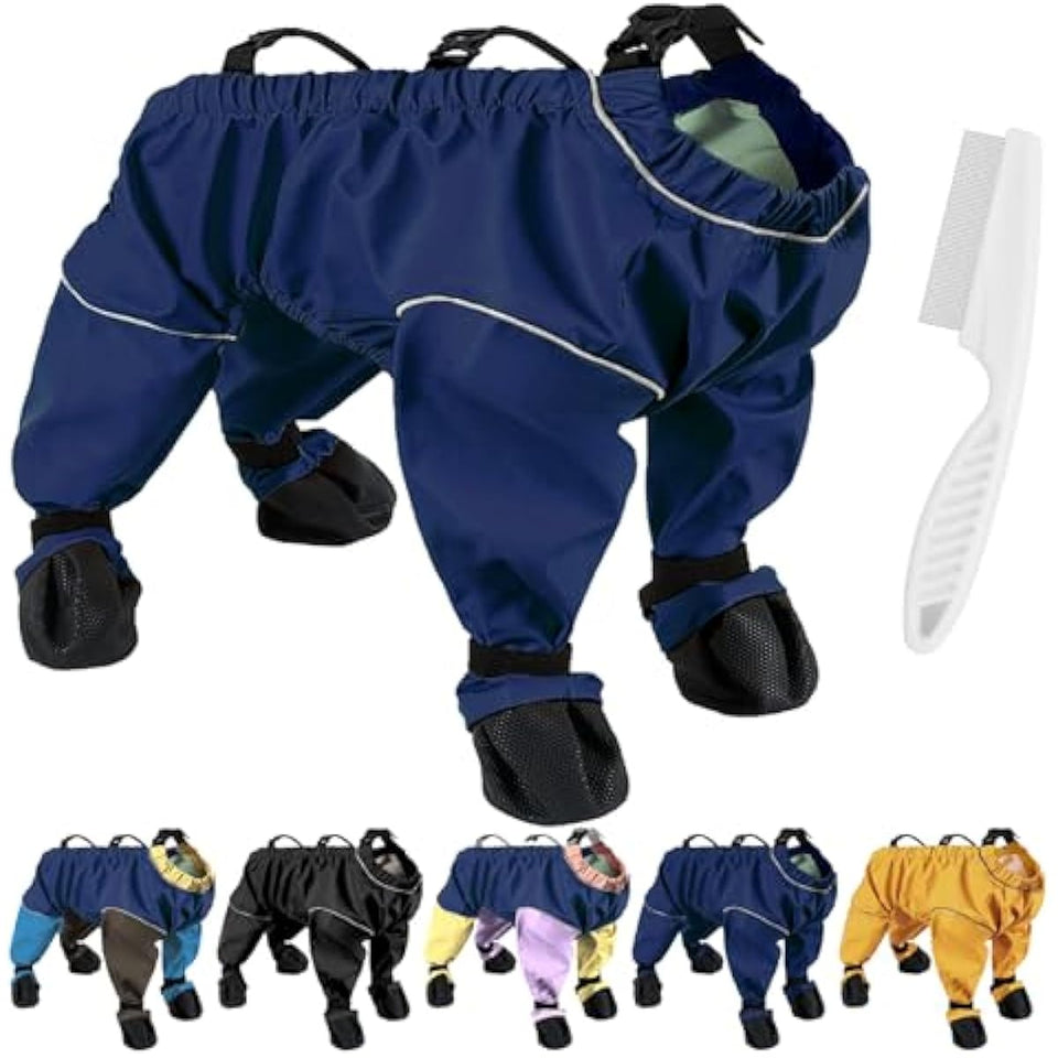 Dog Snow Suit with Attached Boots, PU Water-Resistant Winter Hiking Leggings for Outdoor Adventures