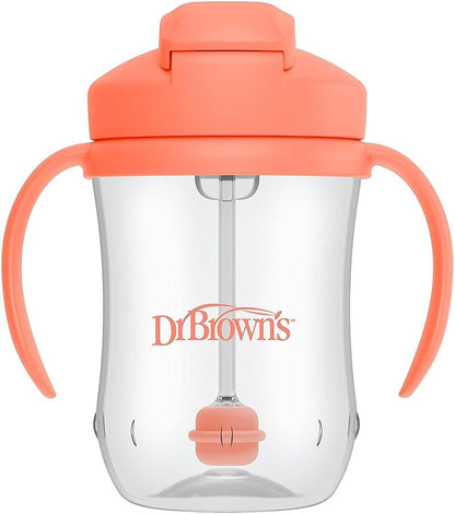 Dr. Brown's Milestones, Baby's First Straw Cup Sippy Cup with Straw, 6m+, 9oz/270ml, Coral, BPA Free