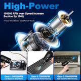 3-gear adjustable electric air duster with led light, rechargeable cordless air blower for keyboard cleaning (black)
