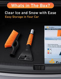EcoNour 27" Aluminum Ice Scrapers for Car Windshield with Ergonomic Foam Grip Orange