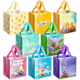 ysmile Non-Woven Easter Gift Bag for Kids Reusable with Handle, Carrot Bunny Chick Basket, Treat Bag Small Egg Hunt Bag 8 Pack