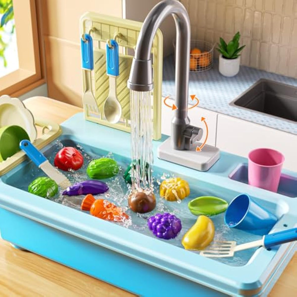 play kitchen sink toys for kids 3-7 years old with color changing kitchen accessories