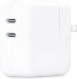 apple 35w dual usb-c compact power adapter fast type-c charge for iphone ipad macbook air airpods