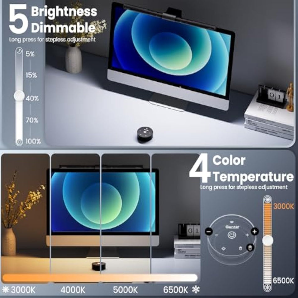 Quntis computer monitor lamp for eye caring with auto-dimming and touch control