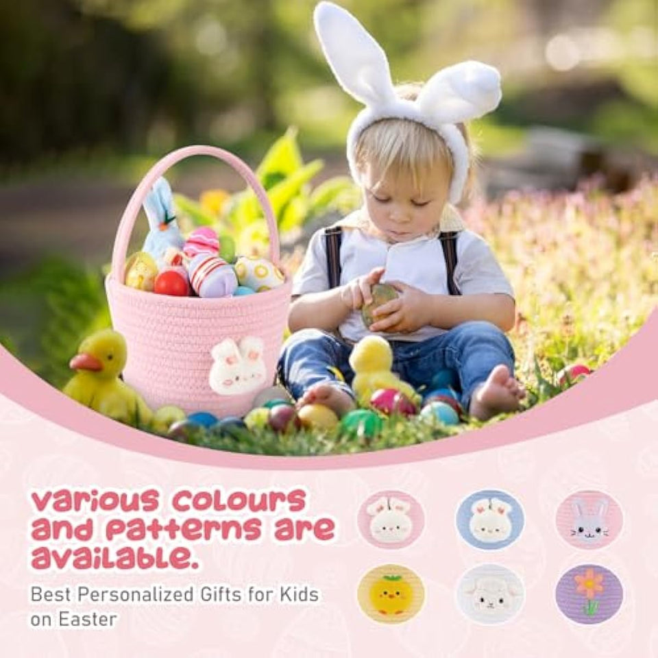 oiahomy-pink-easter-basket-with-handle-personalized-bunny-baskets-for-kids-and-gifts