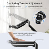Acer Single Monitor Mount, Fully Adjustable Monitor Arm Fits 17 to 34 Inch Screens, Gas Spring VESA Mount with C-Clamp & Grommet Base, Computer Desk Arm with Tilt Swivel Rotate Supports 4.4-19.8 lbs