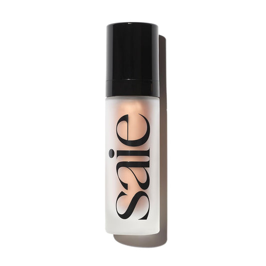 Saie Glowy Super Gel - Hydrating Makeup Primer and Illuminating Glow Serum Enriched with Vitamin C and Squalane Oil - All-Over Liquid Highlighter Makeup for Instant Glass Skin - Sunglow (1 oz)