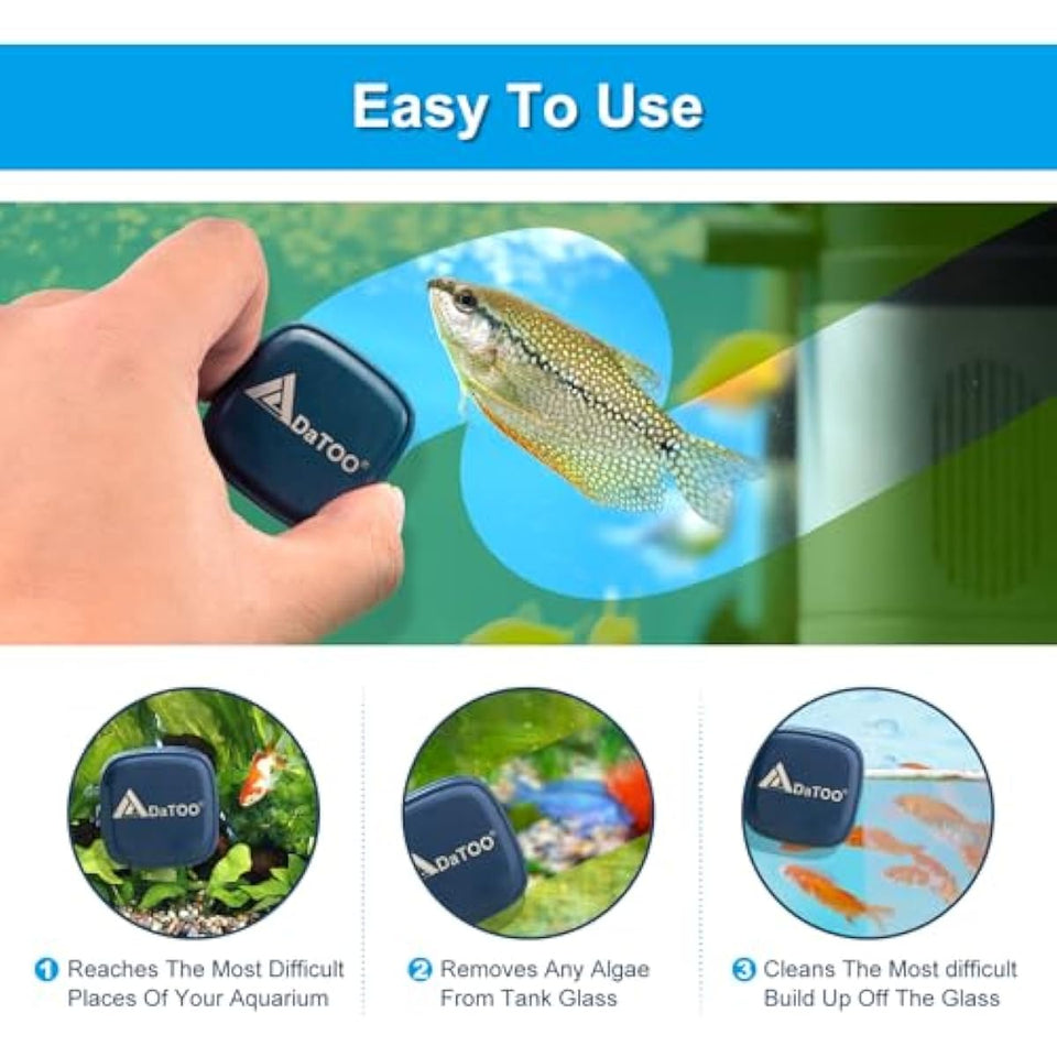 Aquarium magnet scrubber with super strong magnet and cleaning pads for small fish tanks up to 8mm thick