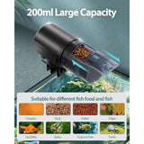 Automatic Fish Feeder for Small Aquariums: 200ml Large Capacity Auto Feeders with Battery Timer for Betta Koi and Turtles
