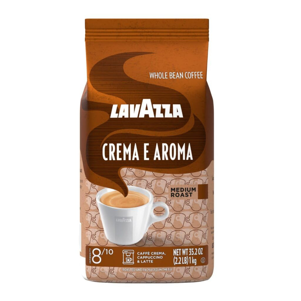 Lavazza Crema E Aroma whole bean coffee, 2.2-pound bag, non-GMO, medium roast with earthy flavor and long-lasting crema
