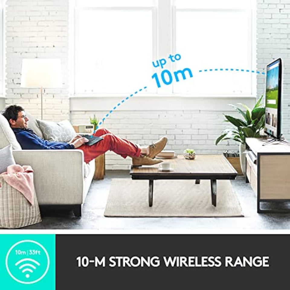 logitech k400 plus wireless touch tv keyboard with easy media control, htpc keyboard for pc-connected tv, android, windows