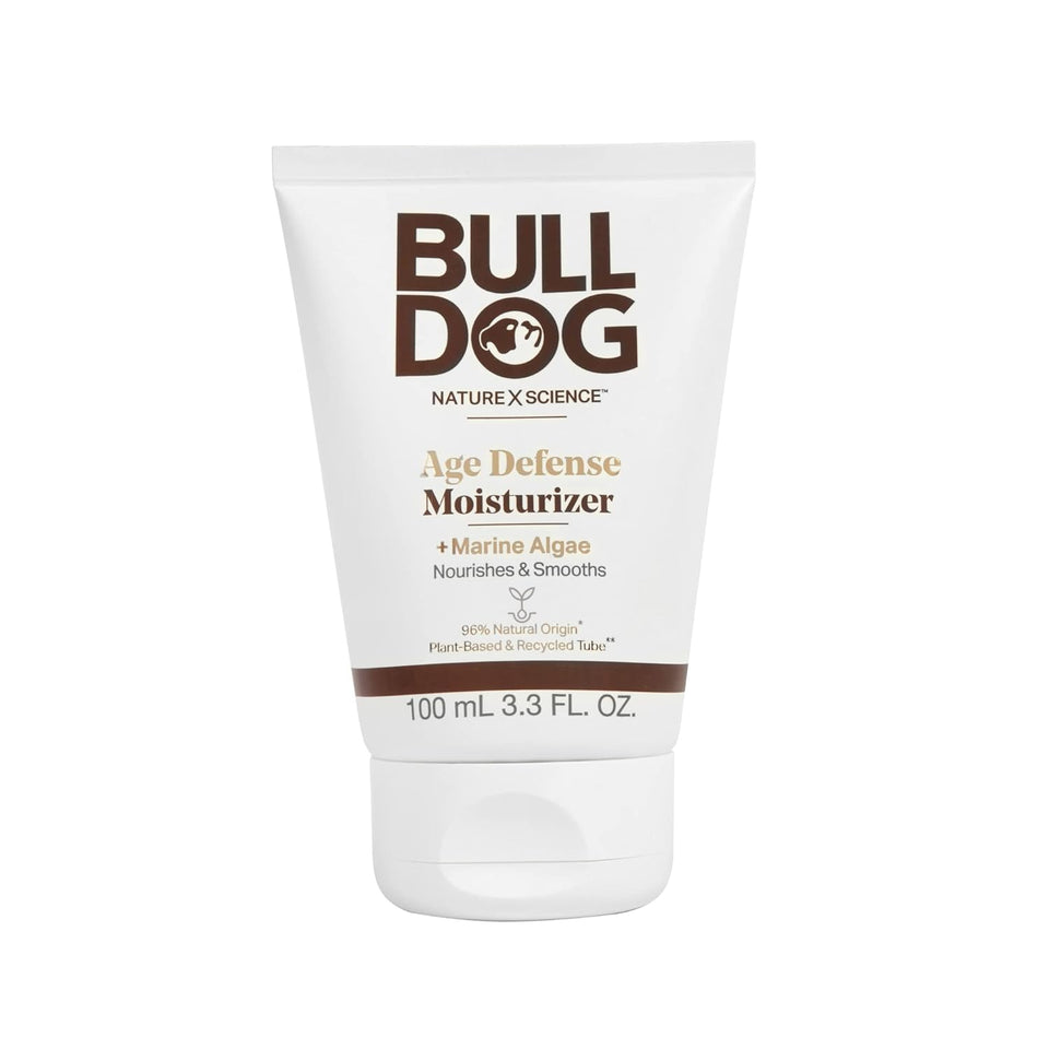 Bulldog Mens Skincare and Grooming Face Moisturizer Age Defense, 3.3 Fluid Ounce for Men's Regular Sensitive Skin
