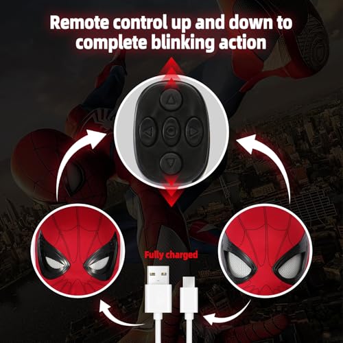 Spider Superhero Dynamic Mask - Remote LED Light & Moving Mech Eyes for Immersive Hero Experience, Nice Choice for Superhero Fans